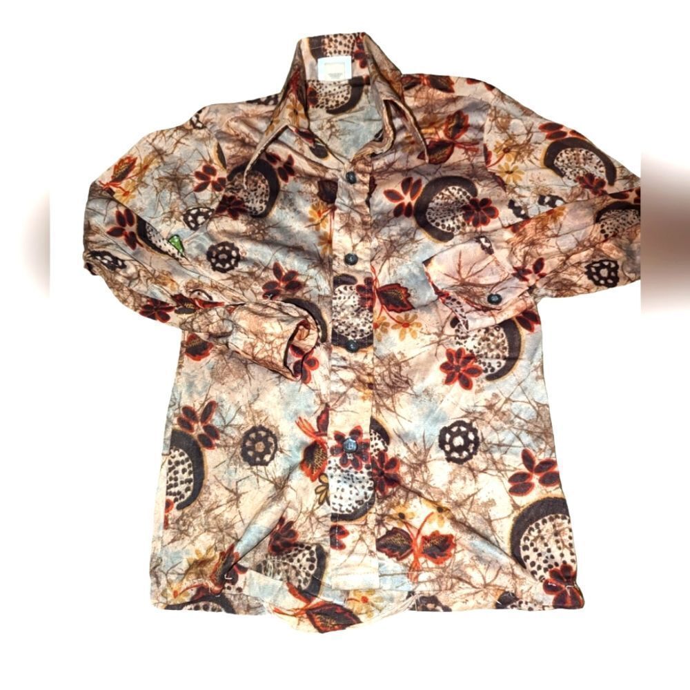 70s vintage Kaynee brown floral print shirt‎